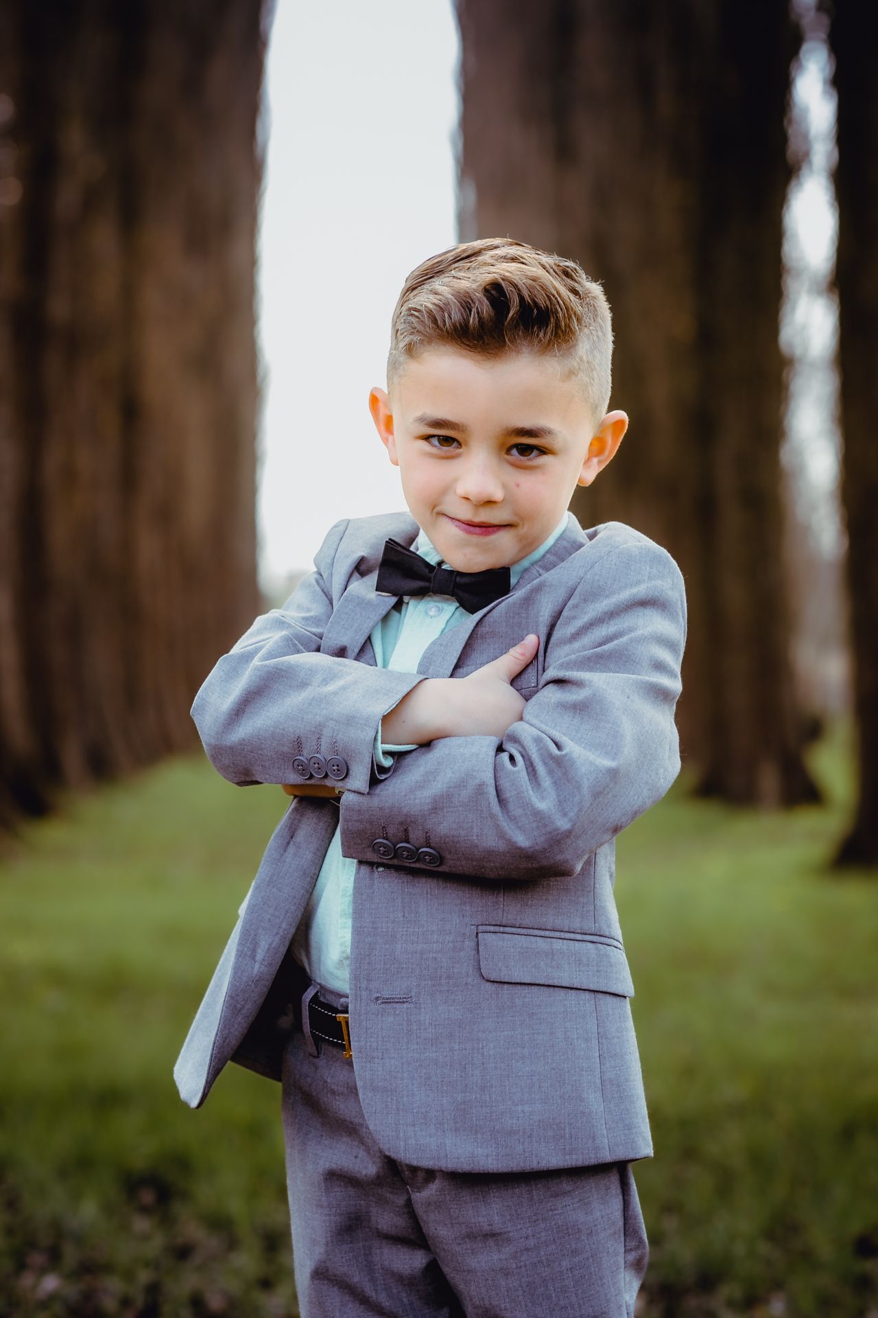 Communiefoto’s met zonnestralen en kale bomen in de lente