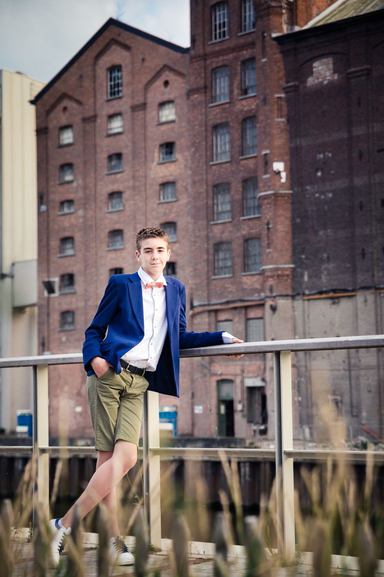 Fotoshoot langs de Leie aan oude site De Molens in Deinze.